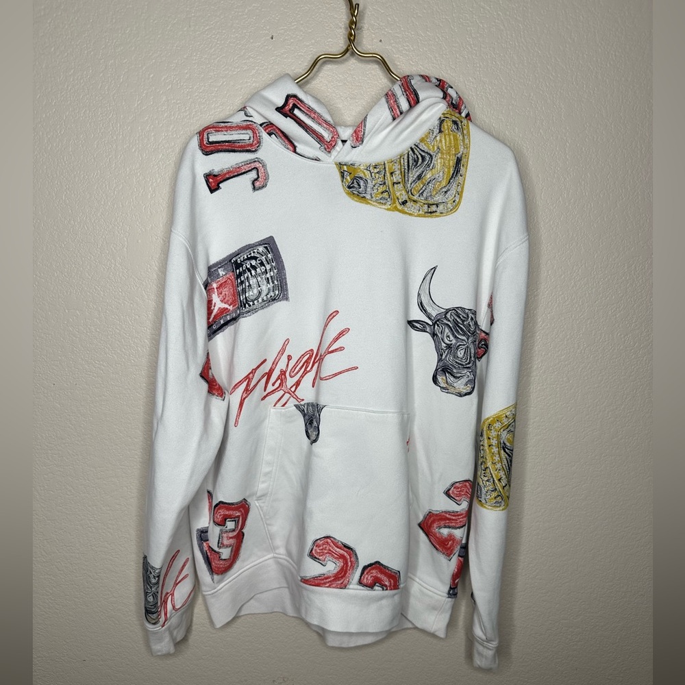 Jordan Brooklyn Ivory Fleece Sweatshirt Hoodie Size L white print michael
Jordan